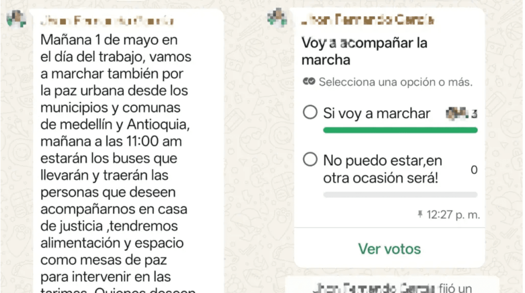 Denuncian financiación de transporte y comida para marcha de paz urbana este 1 de mayo en Medellín